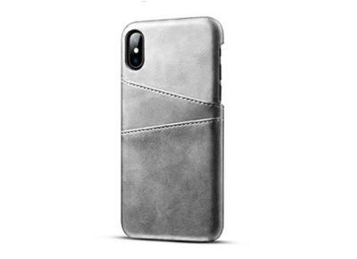 China Slim PU Leather Unique Cell Phone Cases , Protective iPhone Cases Grey Color for sale