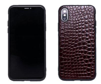 China Brown Alligator Texture Leather Phone Cases Durable For iPhone XS / XS Max for sale