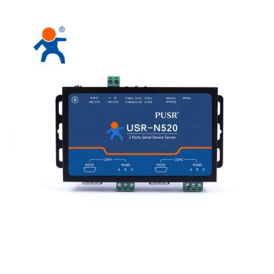 China New Version 2 Sockets USR-N520-H7-6 Dual Rs232 Serial Rs845 Port To Ethernet Modbus RTU Converter Supports To Modbus TCP USR-N520-H7-6 for sale