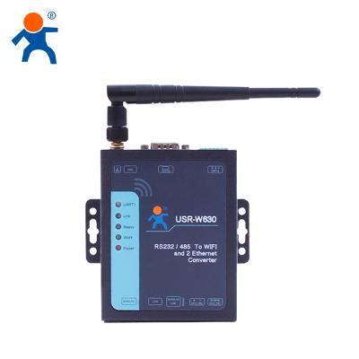 China USR-W630 Industrial IOT Serial to WiFi and Ethernet Converter, Two Ethernet Ports, RS232 RS485 for sale