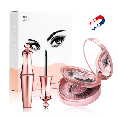 China Natural Soft Eyelash Private Label 5 Magnetic Eyelashes 3D Mink Eyelash Extensions With Magnetic Eyeliner Lashes for sale