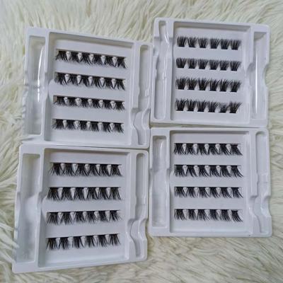 China Long 1/2 Natural Tufted 100% Natural Mink Tufted False Eyelashes With Box Group Lashes Custom Mink for sale