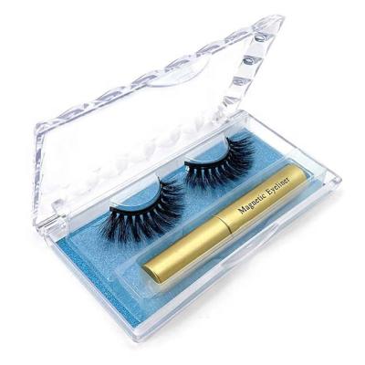 China Natural Hand Made Long Full Strip Lashes 10 Magnets Lashes Magnetic Eyelashes With Magnetic Eyeliner Liquid And Packaging Box for sale