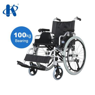 China New Design Aluminum Wheelchair Detachable Footrest Aluminum Manual Flip Up Foldable Height Adjustable PU Armrest Wheelchair for sale