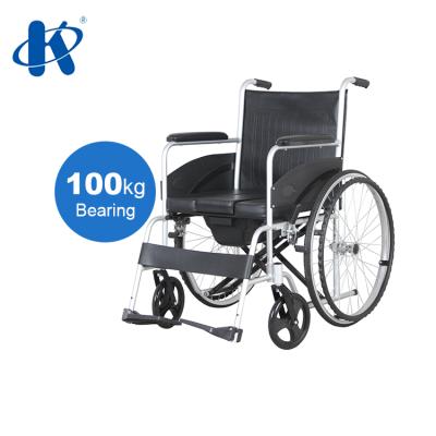 China Lightweight Aluminum Commode Wheelchair Handicap Chairs Wheelchair For Disabled Factory Price Portable Aluminum Manual Commode Wheelchair for sale