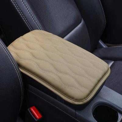 China Geometric Leather Auto Center Console Armrest Box Car Accessories PU Soft Car Pad Cushion Cover. for sale