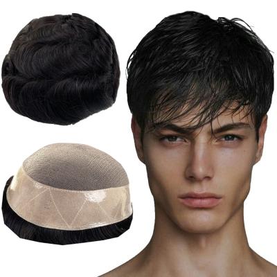 China Straight Hairpiece Hair Lace With Low Wave Natural Mono Filament Net System Replacement Wig Hairpiece For Men for sale