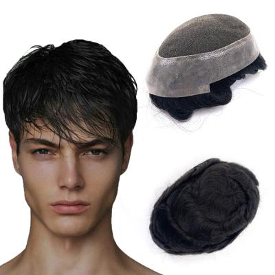 China AUSTRALIA Straight Human Indian Hair 100% Injected Lace Up Protesis Silk Low Top Capillary Hairpiece Wig For Men for sale