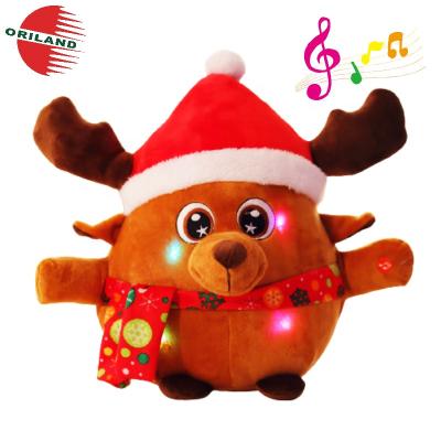 China New Musical Stuffed Reindeer Plush Toy Doll Moose LED Light Up Creative Toy Christmas Gift for sale