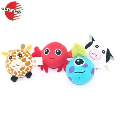 China Viable Cute Pet Toy Plush Tennis Ball Dog Squeaky Chew Toy 2 In 1 Dog Toys for sale