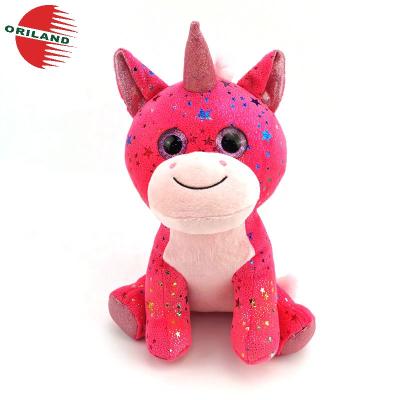 China Large Glitter Plush Stuffed Unicorn Eyes Plush Toy Doll for sale