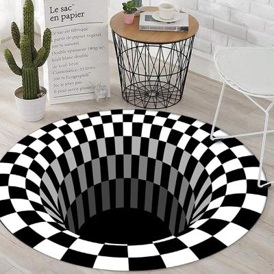 China Reversible Geometric 3d Carpet Rug Illusion Rug Spiral Rectangle 3d Carpet Floor Pad For Living Room Bedroom for sale