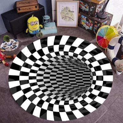 China Anti Slip Vortex 3d Illusion Blanket Swirl Illusion Rug Reversible Printing Black And White Blanket Cheap Chrismas Gift for sale