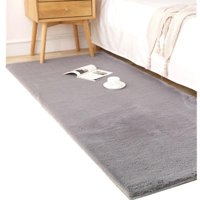 China Simple Fluffy Rabit Hair Sheepskin Fur Blankets Floor Mat Imitation Carpet Rug For Bed Side for sale