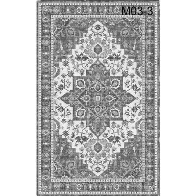 China Reversible gray color porcelain factory Polyeser printed vintage abstract boho living room rug chic oriental custom Dornier material for sale