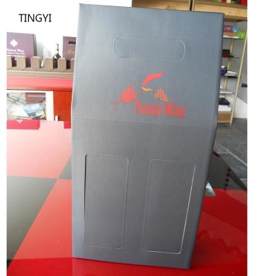 China Recycled Materials Cardboard Paper Grape Wine Box With Logo 2 Wine Bottle Box for sale