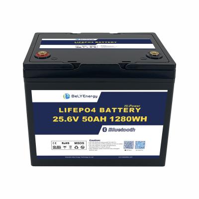 China OEM ODM ABS Anti-UV Marine Boat Battery 24V 50AH LiFePO4 Lithium Battery With BT for sale