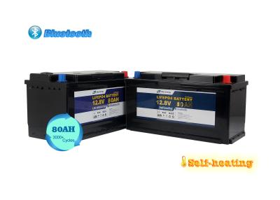 China 12V 80Ah BT4.0 que calienta el litio del fosfato del hierro de Marine Lithium Battery Camping Car en venta