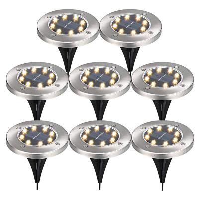 China Solar Outdoor Waterproof Garden Yard Ground 8 LED Light Control Plug-in Lamp for sale