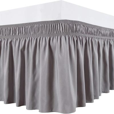 China King Queen Size Solid Color Durable Gray Elastic Polyester Hotel Wrap Around Home Suitable Bedding Set Easy On Easy Off Bedskirt Bed Skirt for sale