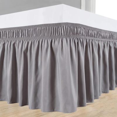 China Elastic King Size All Ruffle Home Durable King Queen Full Size Gray Waterproof Hotel Drop Style Wrap Around Bed Skirt Bedskirt for sale