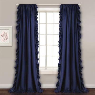 China Blackout Polyester Navy Blue Simple Design High Blackout Solid Color Living Room Shade Window Drapes Cloth Hotel Bedroom Curtain Fabric for sale