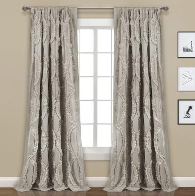 China Blackout Gray Ready Made Luxury Gray Ready Made Luxury Gray Blackout Window Panel Cafe 2 Panel Fabric Squash Blackout Drapes Curtain for sale