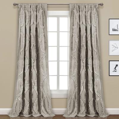 China Blackout Gray High Quality Luxury Ready Made High Heat Insulated Living Room Swept Window Fabric Blackout Shade Curtains for sale