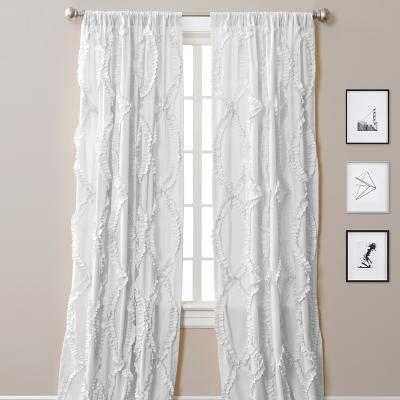 China Wholesale White Black Blackout Fabric 2 Panel Luxury Ready Made Swept Shading Church Windows High Drapes Curtain Fabric for sale