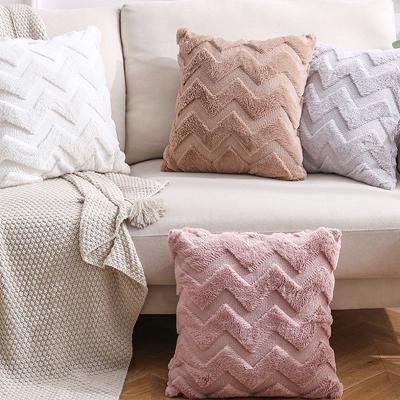 China New Design Anti-static High Quality 100% Polyester Embroidery Cushion Cover Faux Fur Pillow For Home Decor for sale