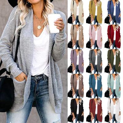 China Placket Pocket Sweater Curved Cardigan New Amazon European and American Women's Cardigan QUICK DRY Large Knitted Pattern 100% Alpaca Plaid for sale