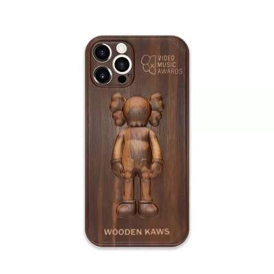 China Retro brand shockproof luxury wooden grain three-dimensional tide silicone doll suitable for 12promax 13/X/XS/XRS mobile phones for sale