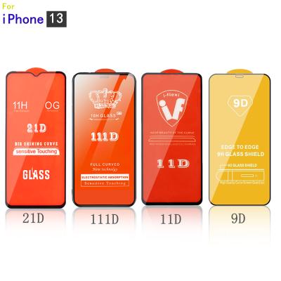 China For iphone& All Model 2.5D 3D 9D 21D Cover Mobile Phone Tempered Glass Screen Protector for iphone 13 12 pro max for sale