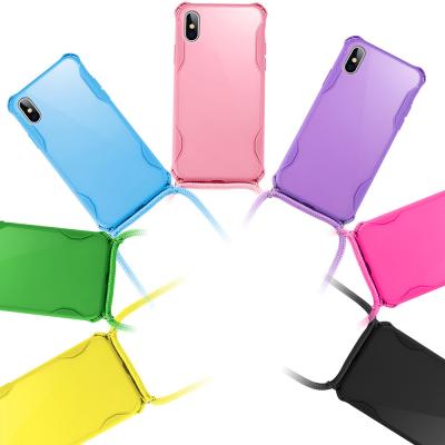 China MOQ Multi Shockproof Bottom Body Phone Case - Colors Rope Recycled Cross - With Necklace For Iphone 12 for sale