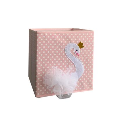 China New Viable Collapsible Storage Bins Clothes Toys Cube Cloth Cute Kids Storage Box for sale