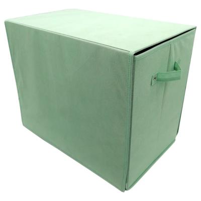 China Large Capacity Viable Foldable Nonwoven Storage Box with Folding Cover and 2 Handles Strong Fabric Sundries Organizer for sale