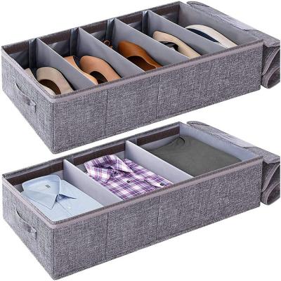 China Modern foldable canvas organizers recess bottom large capacity storage box with clear lid window and adjustable compartment with zipper for sale