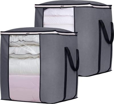 China Sustainable Storage Bags Foldable Closet Canvas Bins Pillow Comforter Organizer For Bedroom for sale