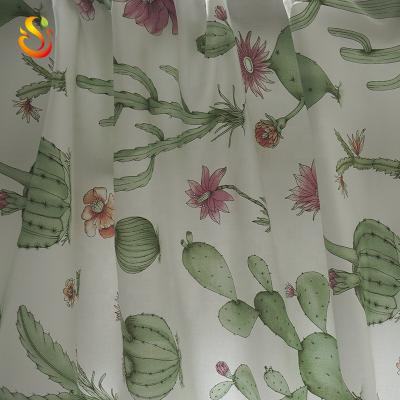 China Plain Wholesale Nordic Cotton Satin Fabric Custom Cactus 60s Twill Dress Bedding Cotton Printed Fabric for sale