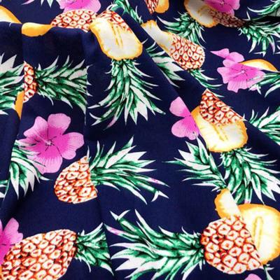 China Custom Made Pineapple Rayon Reactive Printing Squishy Fabric Viable For Girl's Dress Pajamas for sale