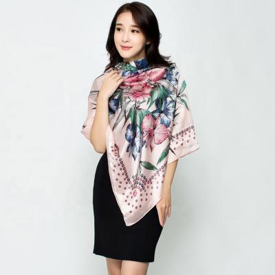 China Wholesale Custom High Quality Digital Printing Long Satin Scarf Silk Shawl For Women Lady Gift for sale