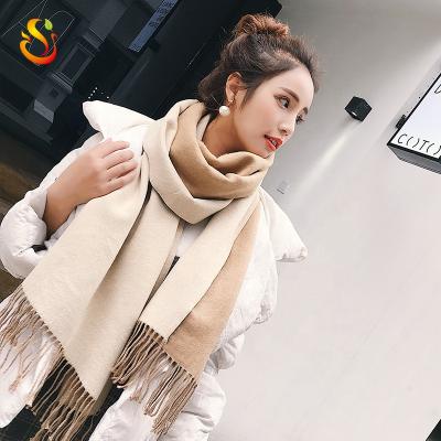 China Japan and South Korea Japan style and South Korea style double-sided solid color imitate cashmere scarf ladies shawl for sale