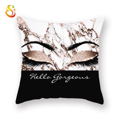 China Plain Ins Style Custom Design Eyelash Pattern Peach Skin Pillow Cover for sale