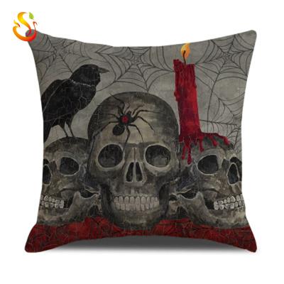 China Plain New Halloween Skull Digital Printing Pillow Cushion Canvas Cover for sale