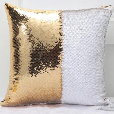 China Eco-friendly Custom Color Sequin Cover Two Cushion Cover Pillow Case Home Furnishings Pillow Sequin Custom Logo Cushion Cover 40*40 for sale