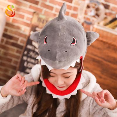 China Wholesale Non-Toxic Toy Cartoon Plush Large Mouth Dinosaur Helmet Megalodon Shark Hat for sale