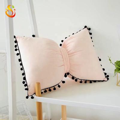 China Soft Custom Nordic Style Tassel Ball Bow Pillow Cushion Car Sofa Seat Home Bedroom Decoration for sale