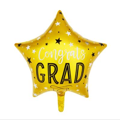 China Toy Gift New Design 18 Inch Gold Color Star Shape Graduation Balloon Congratulations Foil Helium Balloon For Party Gift Used for sale