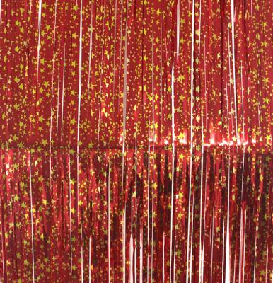 China Party Suppies 1X2M Metallic Tinsel with Star Printing Foil Fringe Backdrop Curtains for Party Decoration for sale