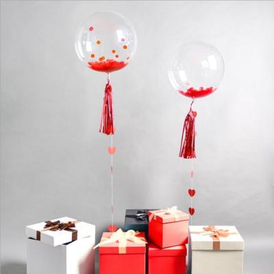 China Perfect Gift Toy Clear PVC Helium Balloon Around The Confetti Balloons Globos Al por Mayor Wedding Bubble Transparent Stuff Balloon for sale